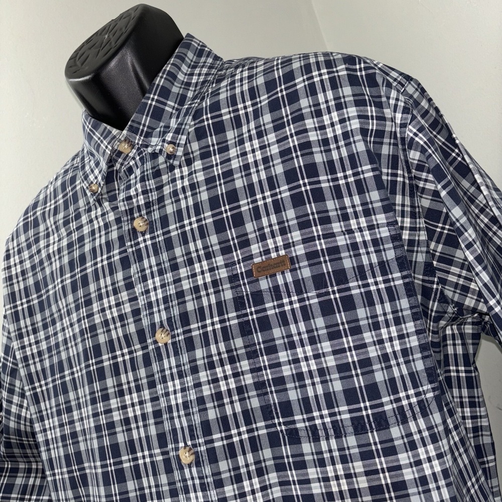 Carhartt Plaid Button Up Work Shirt Pockets Short Sleeve Mens Size XL
